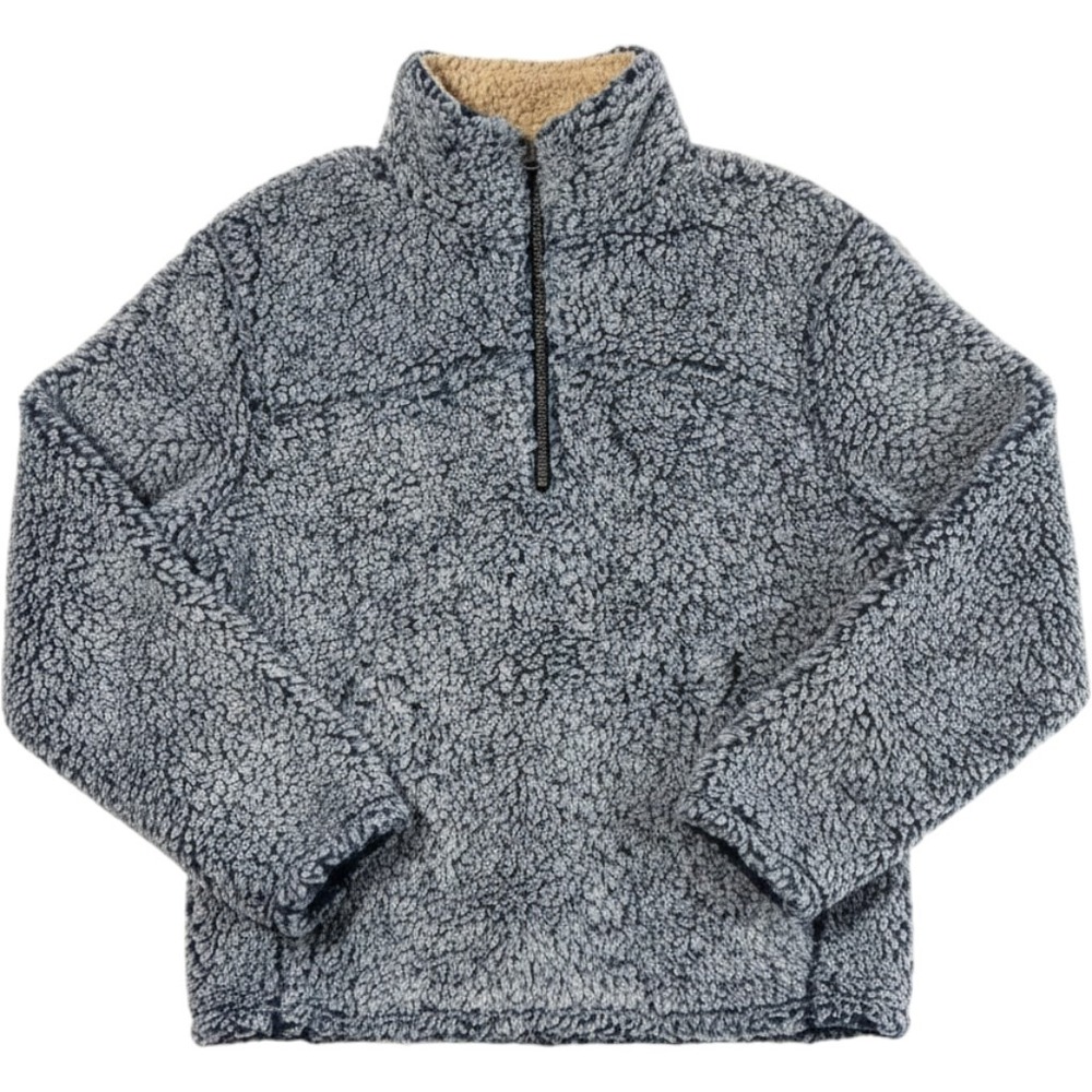 i5 Apparel Womens Blue Sherpa Fleece Quarter Zip Pullover Sweater Size L